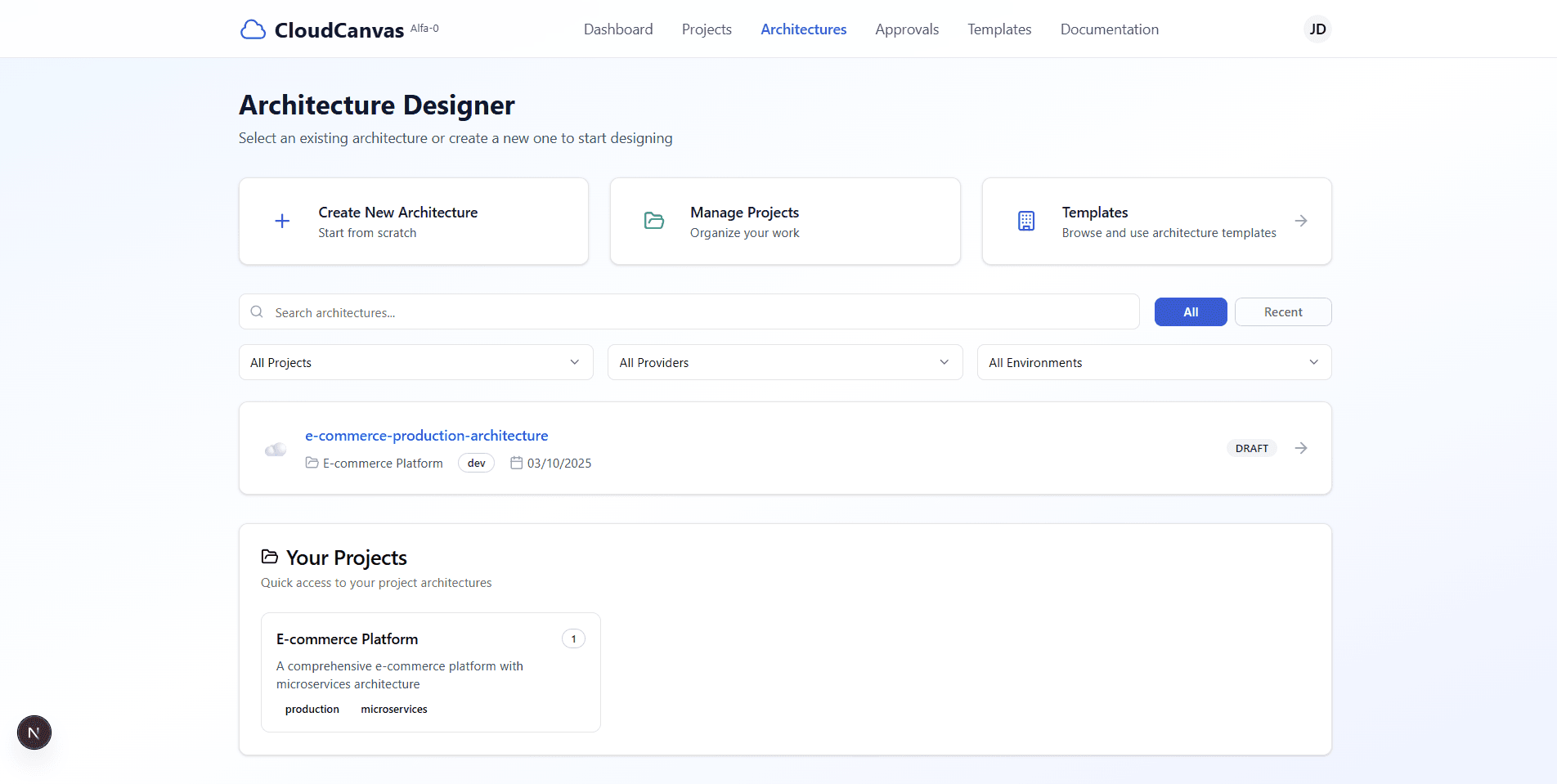 Architectures Landing Page