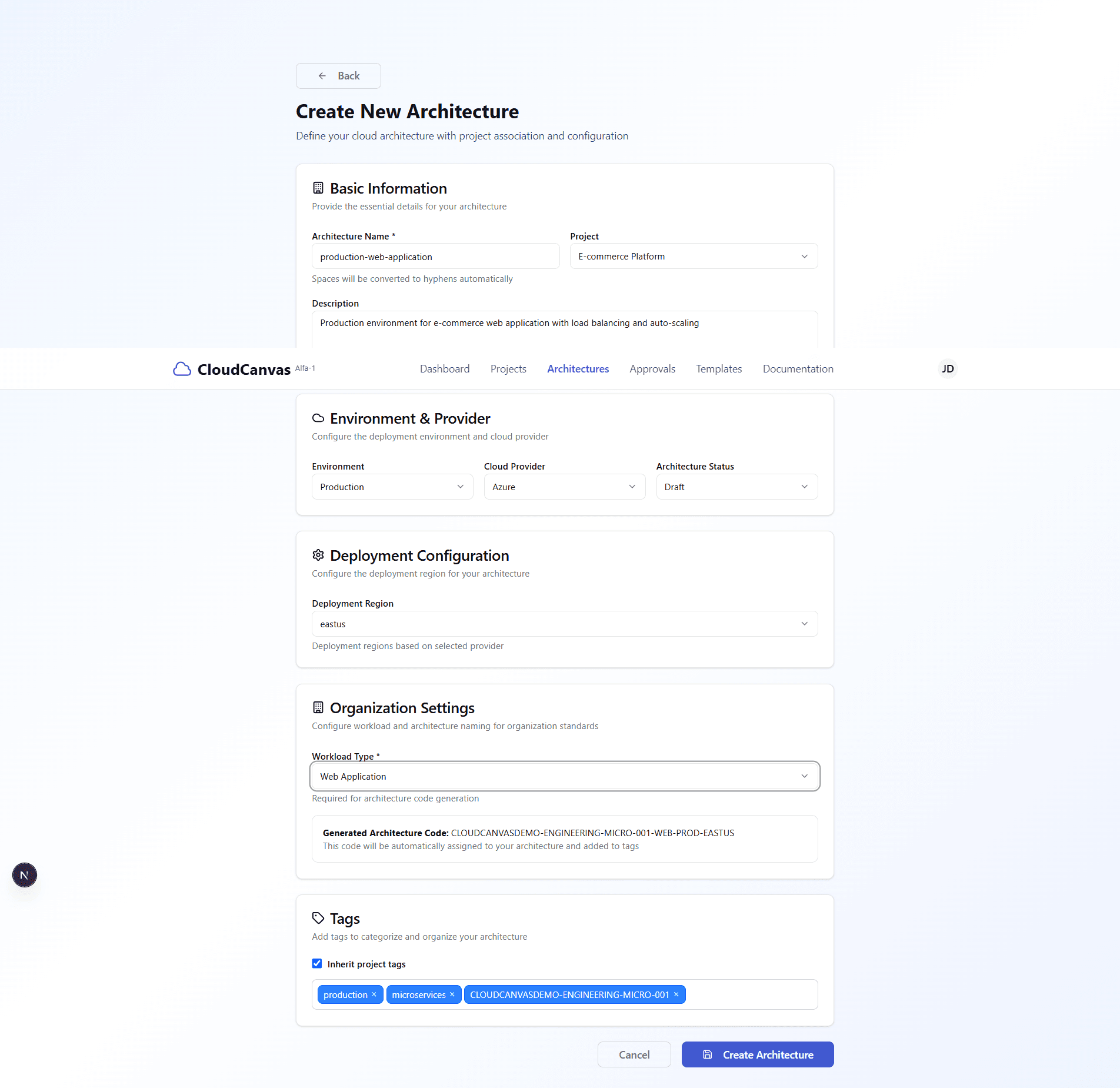 Completed Architecture Form